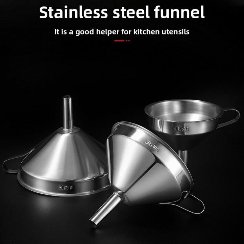 Stainless Steel Funnel 304 Kitchen Pouring Oil Funnel Filter Liquid Stainless Steel Oil Funnel Household Wine Funnel Large Calibre