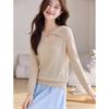 Sanpowa Women's Casual Hollow Out Long Sleeve Knit Top