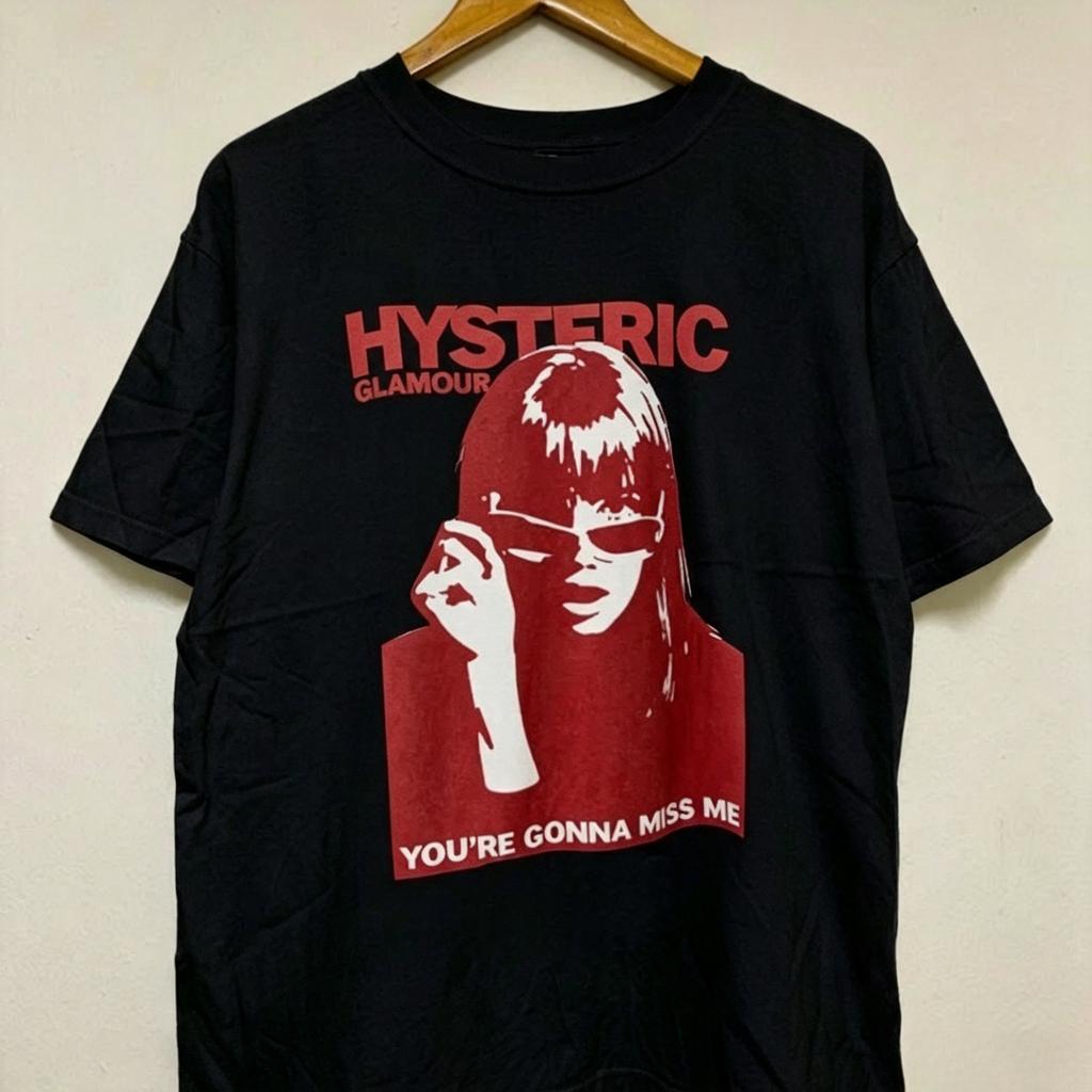 Hysteric Glamour Red Portrait Youre Gonna Miss Me Retro Japanese Graphic T Shirt Unisex Oversized Cotton Tee Mens Tshirts