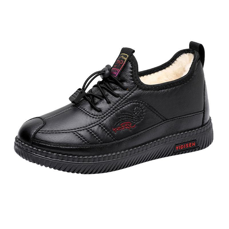 2024 Winter Women's Soft Sole Cotton Shoes - Comfortable, Warm, Plus Velvet, Flat-soled Boots for Middle-aged & Elderly