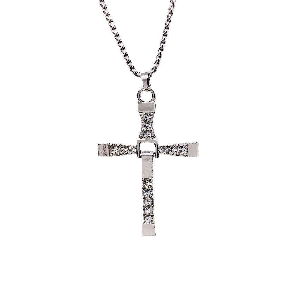 Collana Hip Hop alla Moda con Strass, Design Elegante e Motivo a Croce