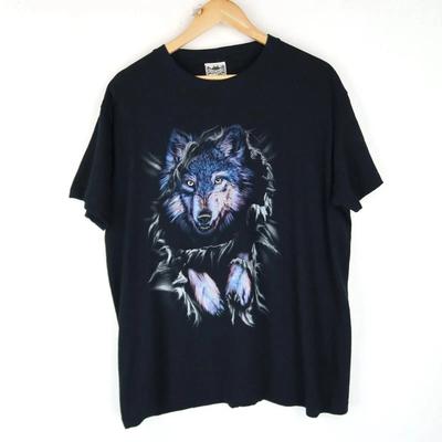 Vintage 90S Wildlife T Shirt Biker Band SZ XL 2XL T1957 Vintage Washed Streetwear Casual Comfortable Slightly Fashion Graphic