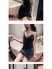 2025 V-neck Pleated Velvet Bodycon Strap Dress for Women