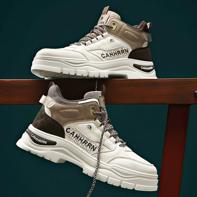 Men's Work Shoes 2026 Autumn New Outdoor Non Slip Comfortable Platform Sneakers Fashion Cross Tied Height Increase Casual Shoes