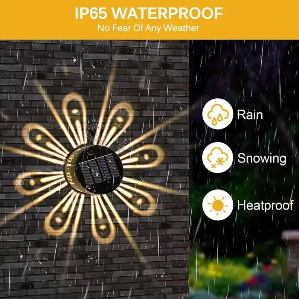 2/4PCS Solar Peacock Projection Lights Waterproof Outdoor LED Wall Lamp Solar Fence Light for Yard Garden Lawn Christmas Decoration