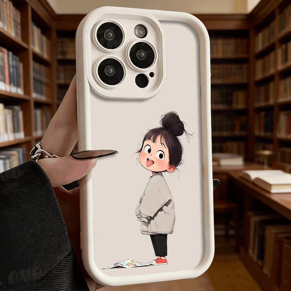 Chibi Girl Messy Bun Soft TPU Shockproof Case For Xiaomi Redmi Note 15 14 13 12 11 Pro Anti-Fall Protective Back Cover