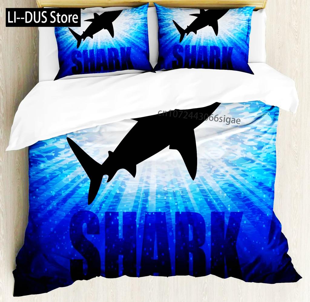 Comforter Shark Types Of Sharks Pattern Bedclothes Double Queen King Size Polyester Bedding Set