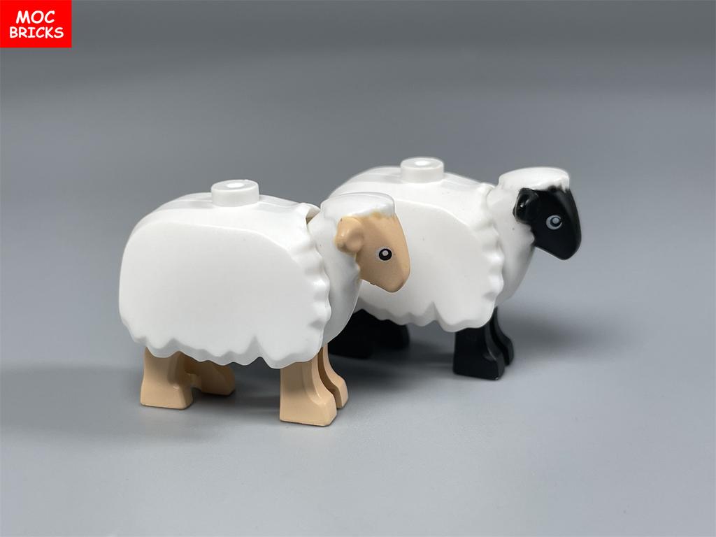 MOC Bricks Cute Sheep Goat Shed Sheepfold Animal DIY Farm Grassland View Building Blocks Accessories Children's Toys Gifts