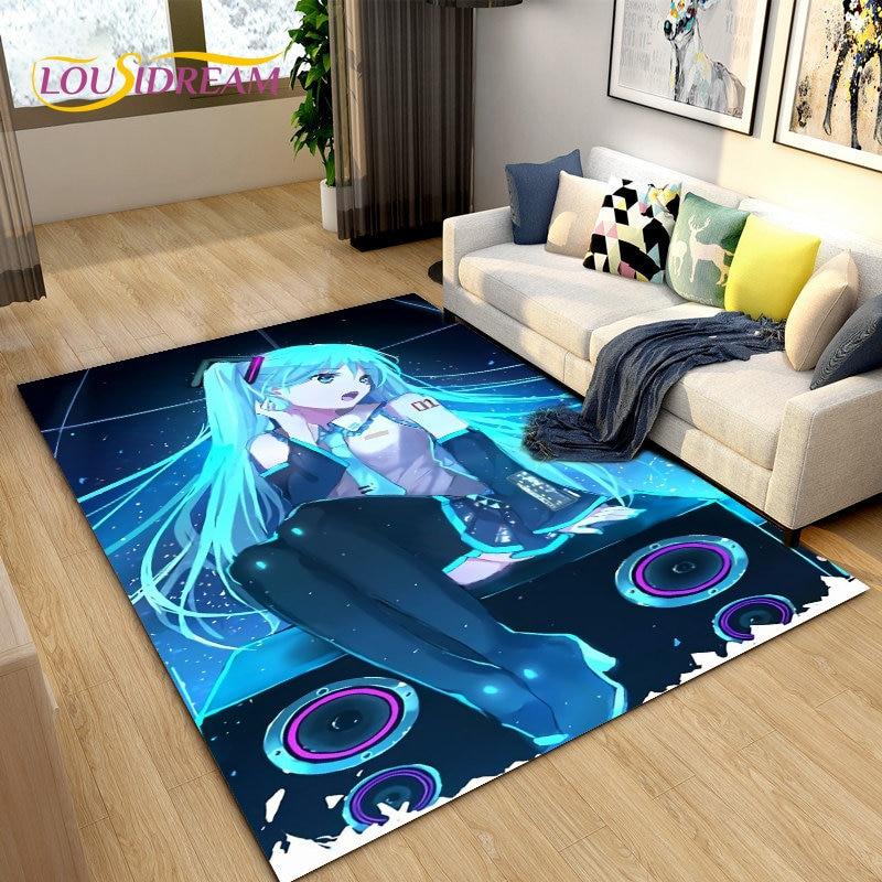 3D-Teppich mit japanischem Musik-Anime-Cartoon, Teppich für Wohnzimmer, Schlafzimmer, Sofa, Fußmatte, Dekoration, Kinder spielen, rutschfeste Bodenmatte