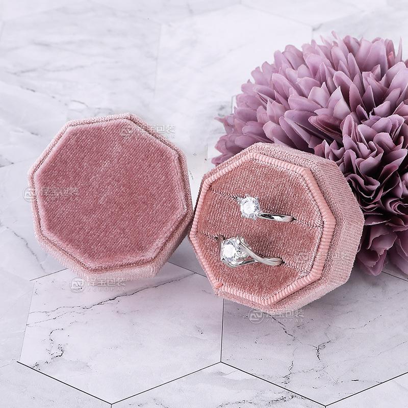 Octagonal Velvet Jewelry Box for Wedding or Proposal Rings