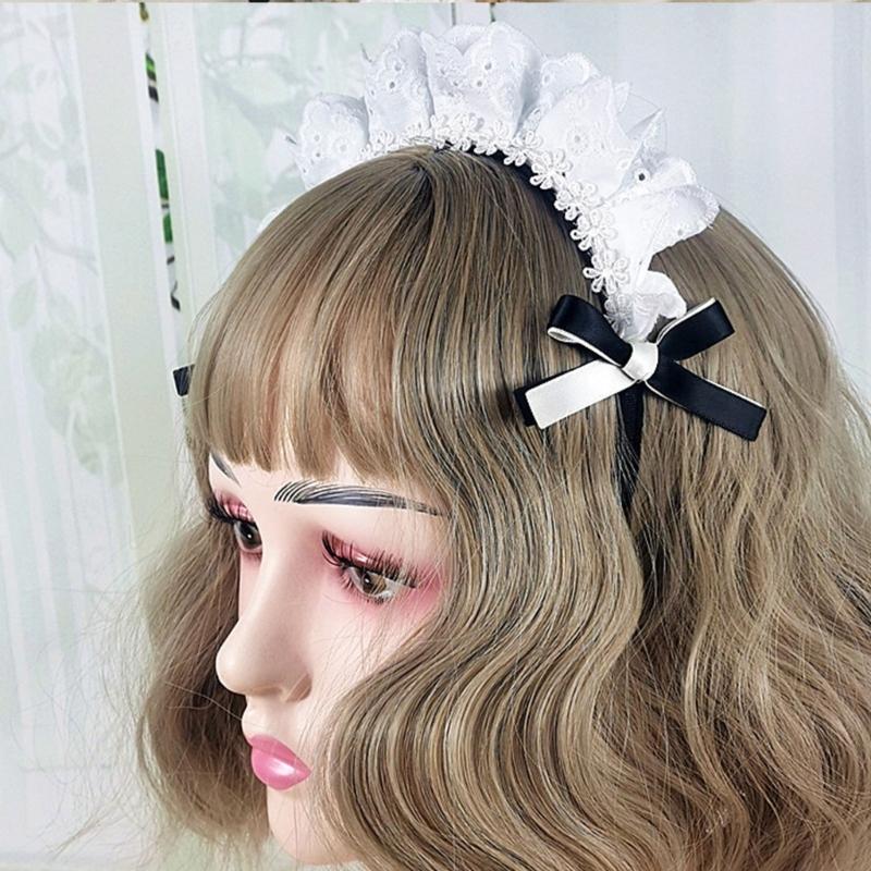 Maid Headbands Women Girls Lolitas Headbands Soft Fabric Headwear Lovely Hair Band for Role Playing and Fashion