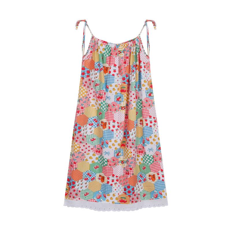 Floral Suspender Dress Women's Summer New Sweet Age Reduction Unique Super Good-looking Splicing Lace Long Skirt
