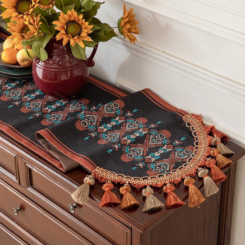 Retro table flag tablecloth premium TV cabinet shoe cabinet cover towel fringed pendant dining table flag cloth coffee table cover cloth