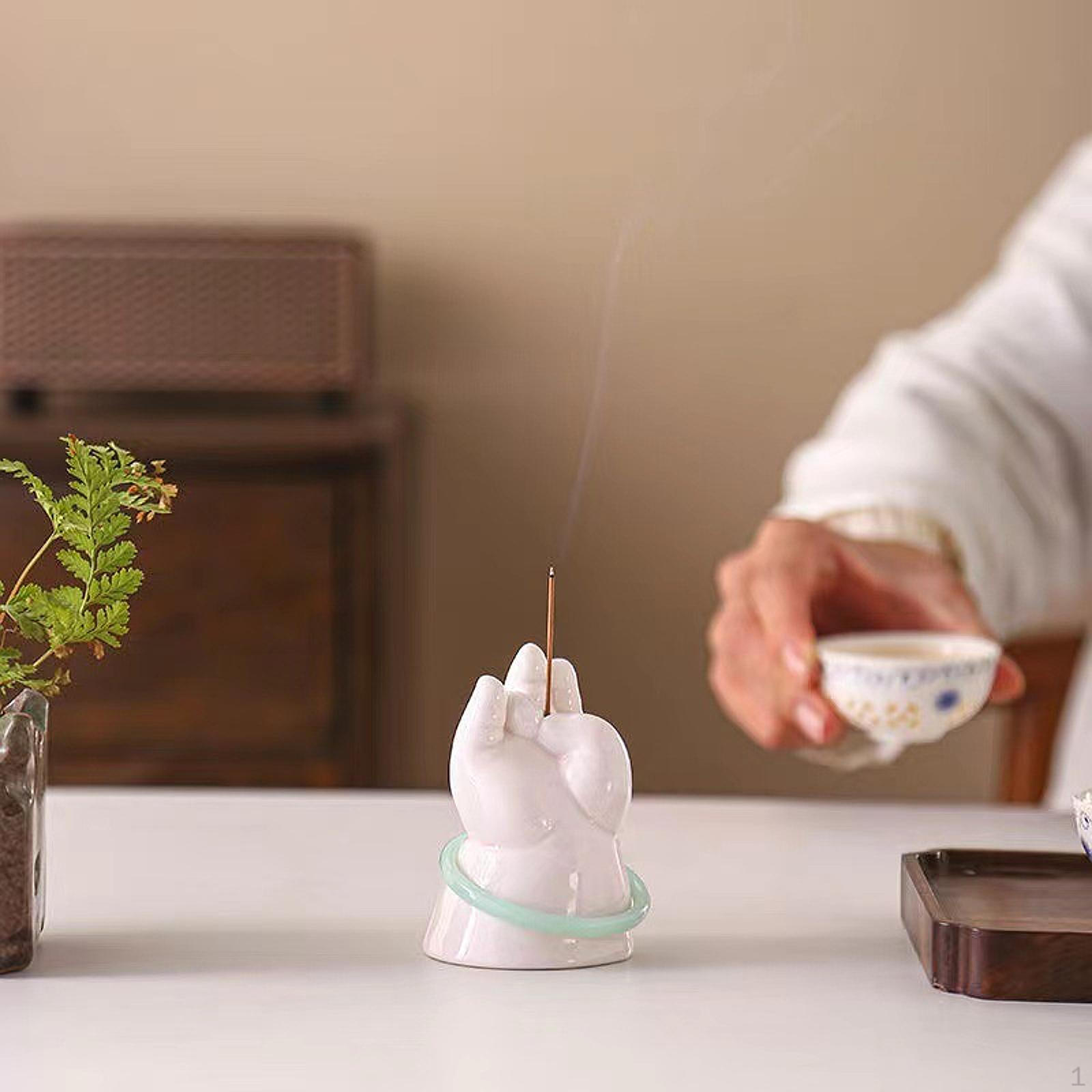 

Buddha Hand Figurine Stick Incense Holder Censer Decorative Burner Desk Ornament for