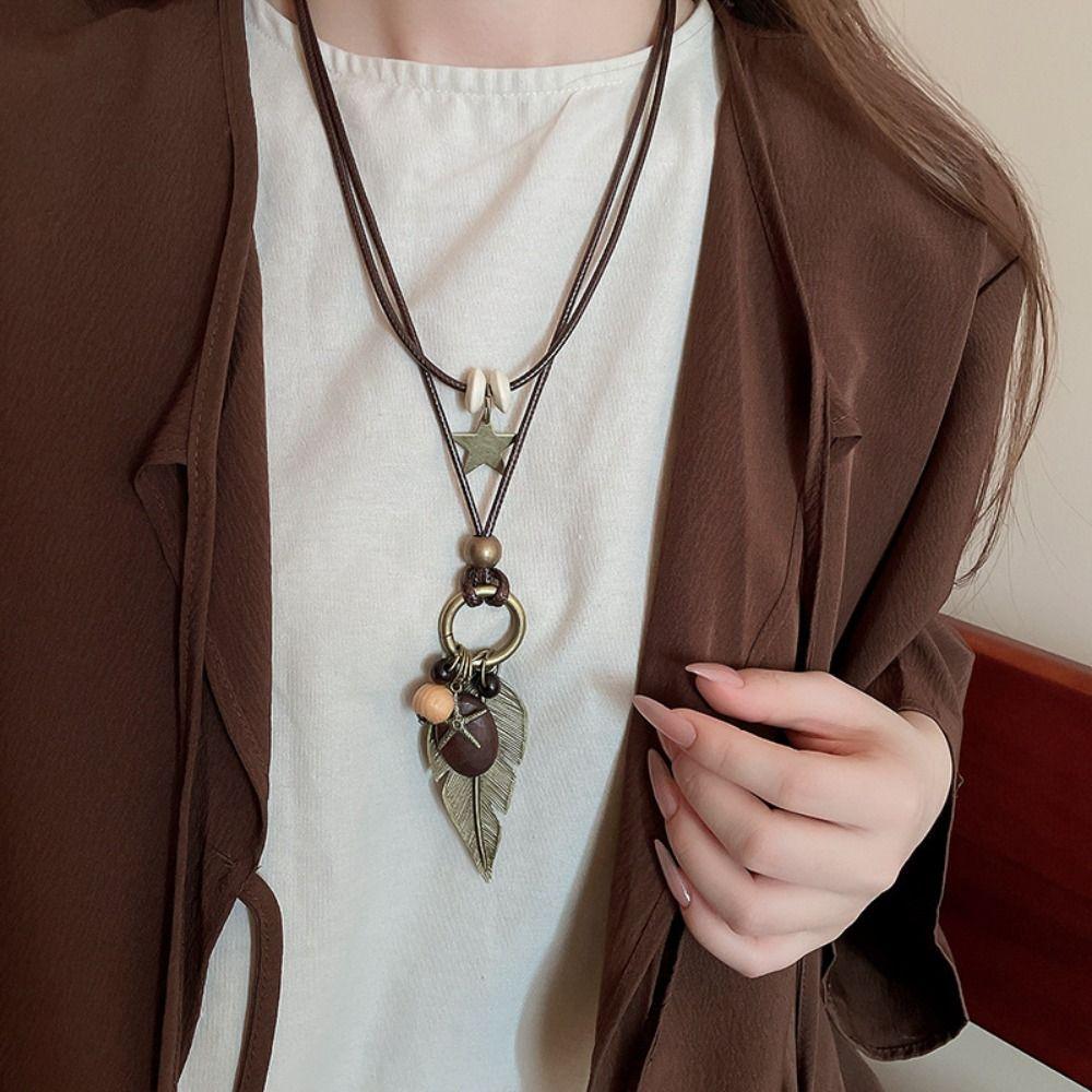 Geometric Bohemian Style Choker Long Sweater Chain Ethnic Style Necklace Jewelry Accessories
