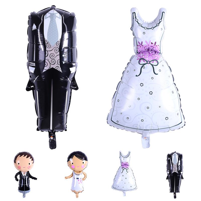 Cartoon Bride & Groom Foil Balloons - Valentine's Edition