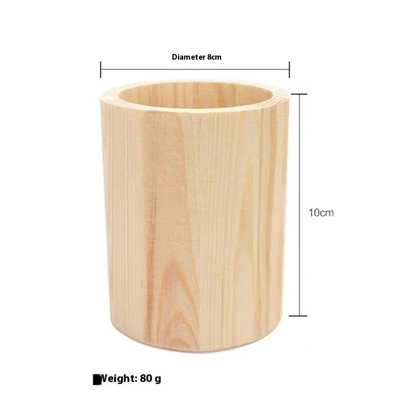 Pine wood round pen holder Wholesale Solid Wood Pen Holder HandmadeDIYPen Holder Ultra-light Clay Snowflake Mud Wooden Mold