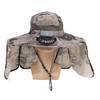 Solar Fan Sun Hat USB Rechargeable Adjustable UPF50 Waterproof Wide Brim Fishing Hat with Neck Flap