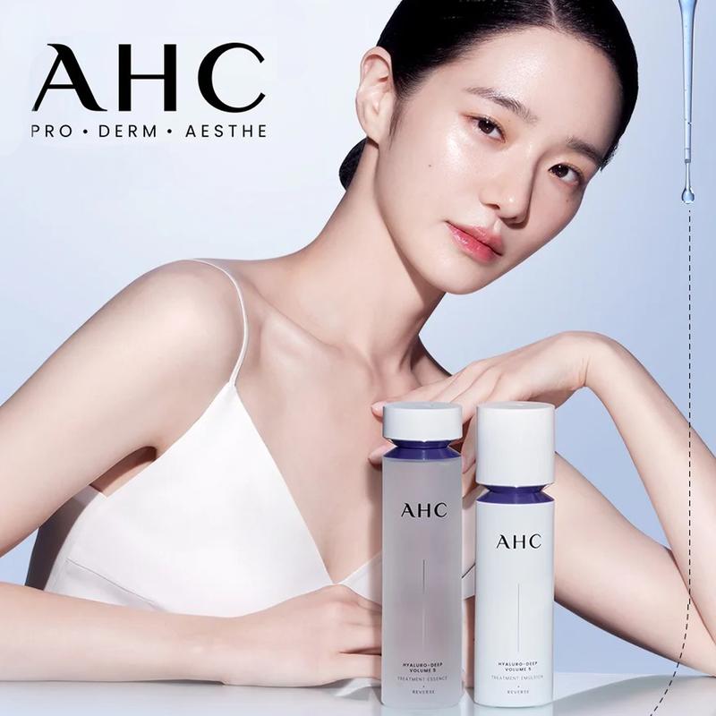 AHC Reverse Hydra B5 Deep Volume 5 Skin Care Duo Set, 130ml Treatment Essence + 100ml Moisturizing Emulsion Anti-Aging Hydrating Facial Kit