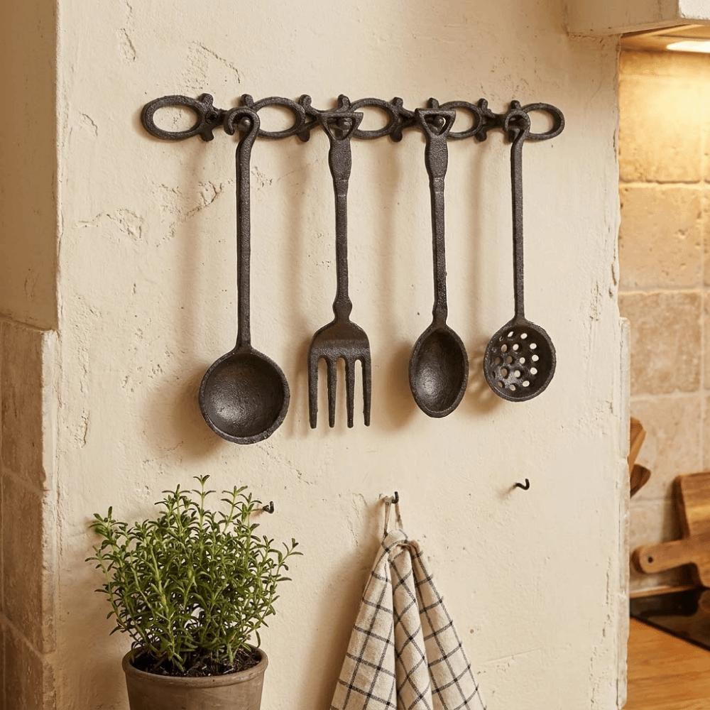 Décor Mural Style Rustique Forme Couverts Accroche Murale Ustensile Mural Ferme
