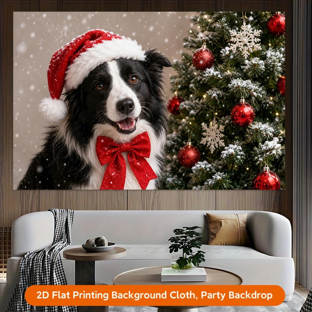 1Pcs Christmas Dog Wearing Hat Decoration Background Winter Backdrop For Photo Studio Photo Booth Party