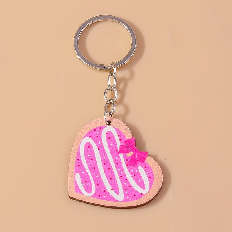 Romantic Wood Keychain Charms Love Heart Lip Keyrings Pendants for Women Girls Handbag Decor DIY Valentine's Day Key Chain Gifts