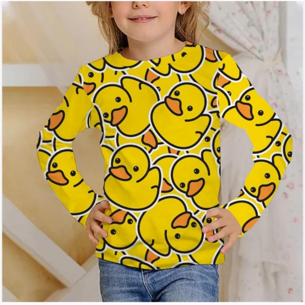Children's Animal Series 3D Digital Printing Girl Fashion Trend Round Neck Long Sleeved T-shirt