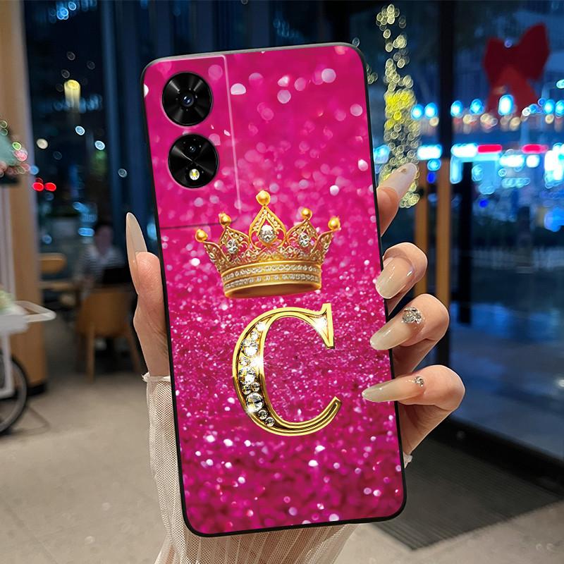 Beautiful Couple Phone Case For TCL 505 T509K T509A Bumper Black Silicone Shockproof Soft Casing Letter Crown Pattern Cover