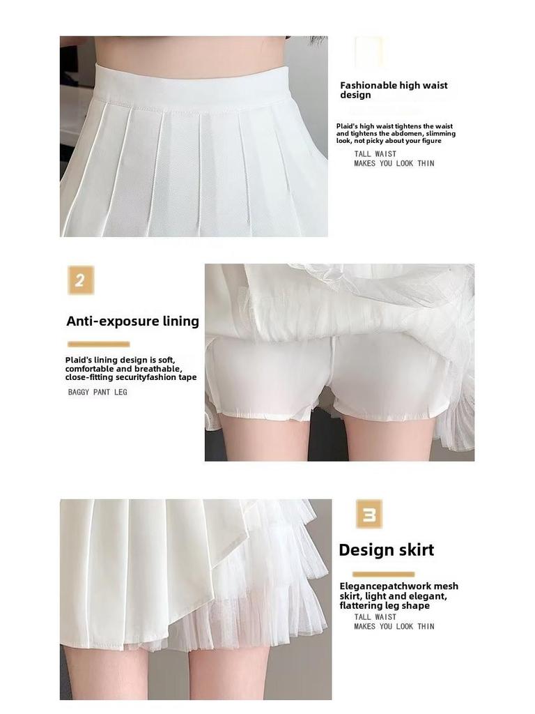 High-Waist Mesh Pleated A-Line Skirt: Sweet & Spicy Summer Style for Petite Women