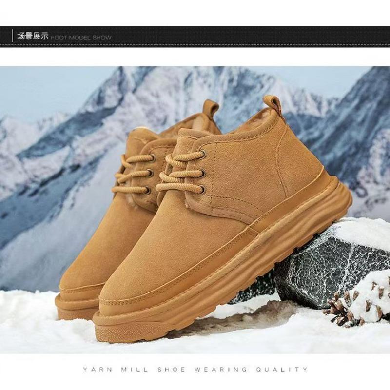 Snow boots fleece thickened warm couple shoes autumn and winter outdoor suede thick sole heightening men's cotton shoes