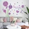 Romantic Pink Dandelion Butterfly Wall Stickers for Living Room Bedroom Home Decor Wall Art Decals