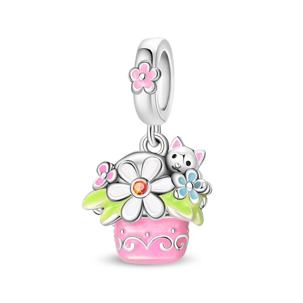 2026 Glamour Pendant Animal Baby Elephant Cat Swan Beaded DIY Jewelry Bracelet Accessories 925 Silver