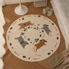 Mori Style Round Rabbit Rug: Cute French Coffee Table, Bedroom, or Study Floor Mat