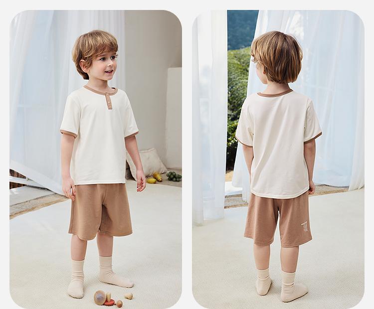 [Ice Cocoa] Mini Balabala Men's and Women's Sleepwear with Temperature Control, Quick Drying, and Cool Feeling for Baby Home Clothes Set Summer