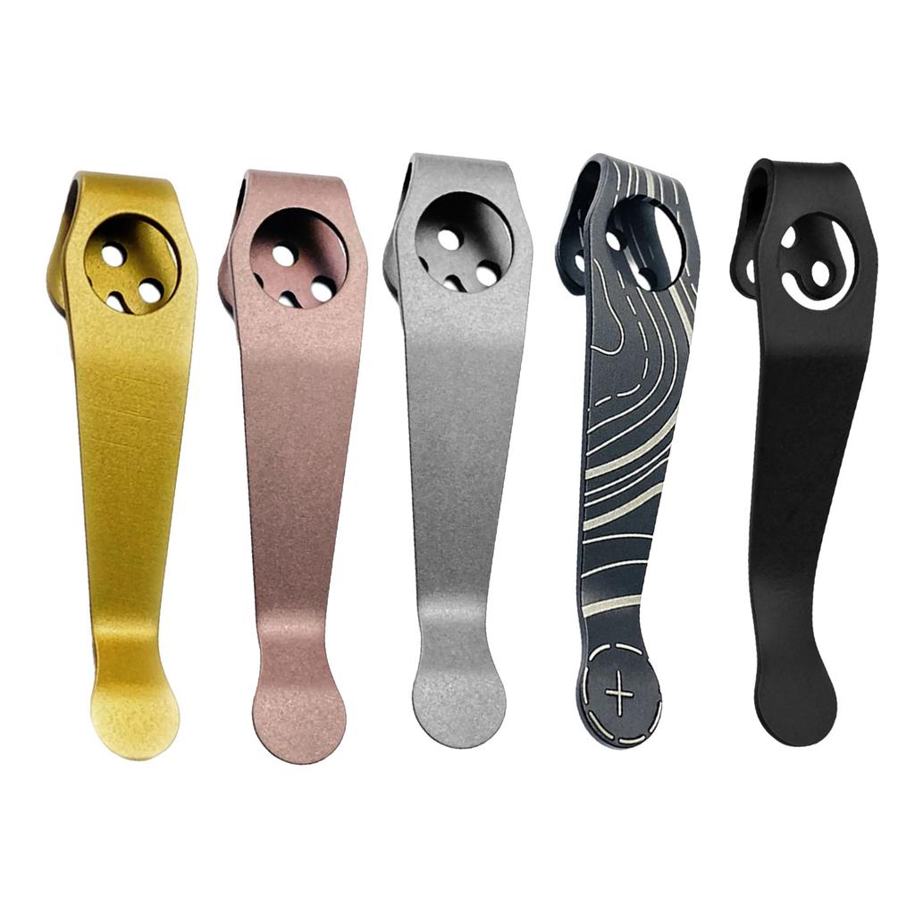 Contour Texture Titanium Folding Knife Back Clip DIY Pocket Clip for Spyderco C81 Paramilitary 2 Knife Back Clip