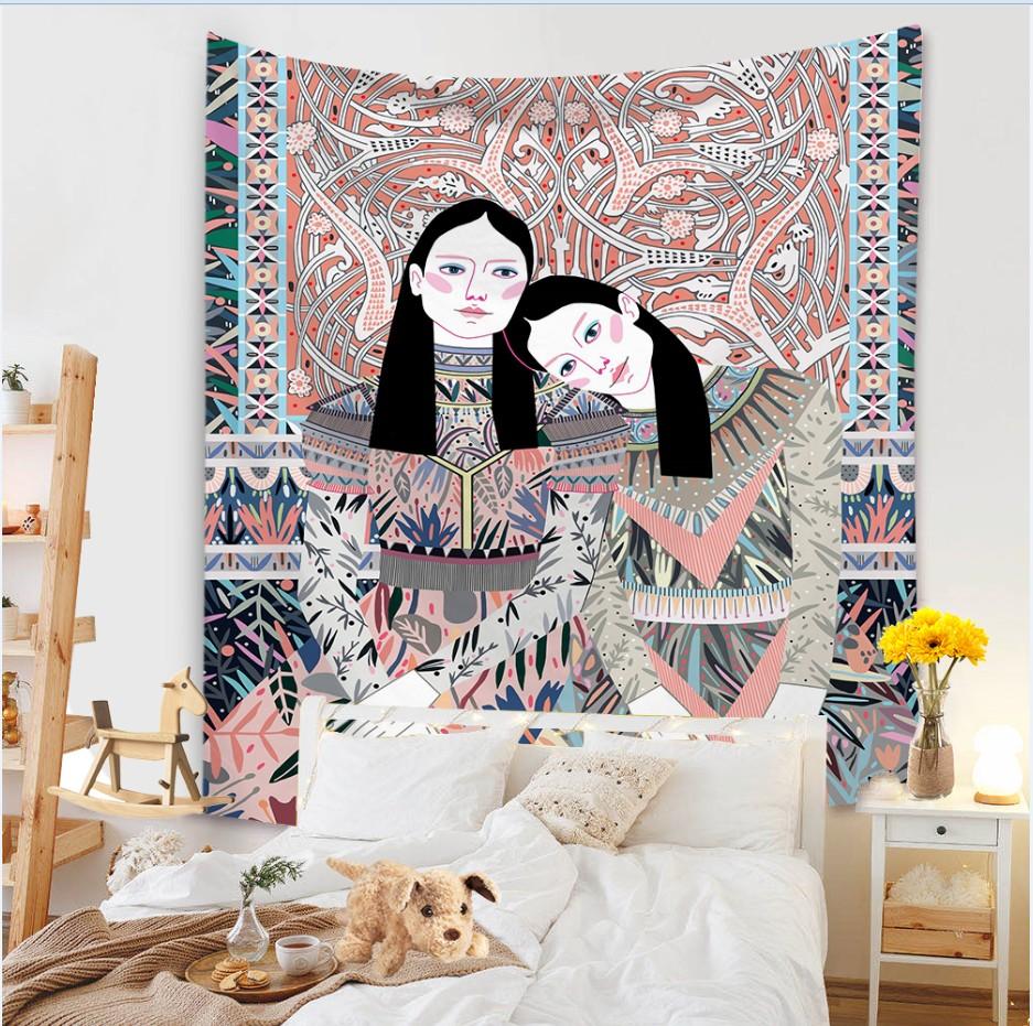 תמונה אבסטרקטית תלייה על הקיר שטיח קיר שמיכה קישוט סלון אמנות שטיח קיר שטיח בוהו מגבת זריקה תלייה על הקיר מקראמה