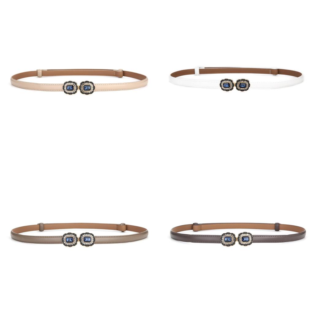 Womens Leather Belt With Square Alloy Buckle For Elegant Casual Wear