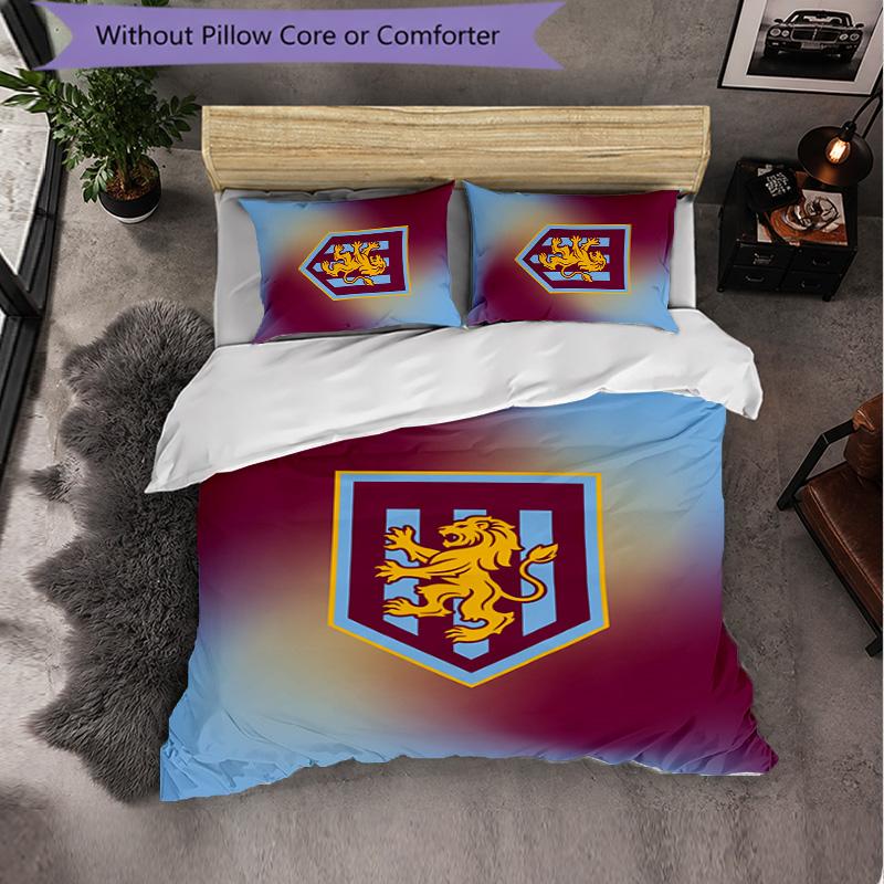 Set Biancheria da Letto Aston Villa Football 3 Pezzi Morbido Set Copripiumino con Federe Set Decorazione Camera da Letto per la Casa