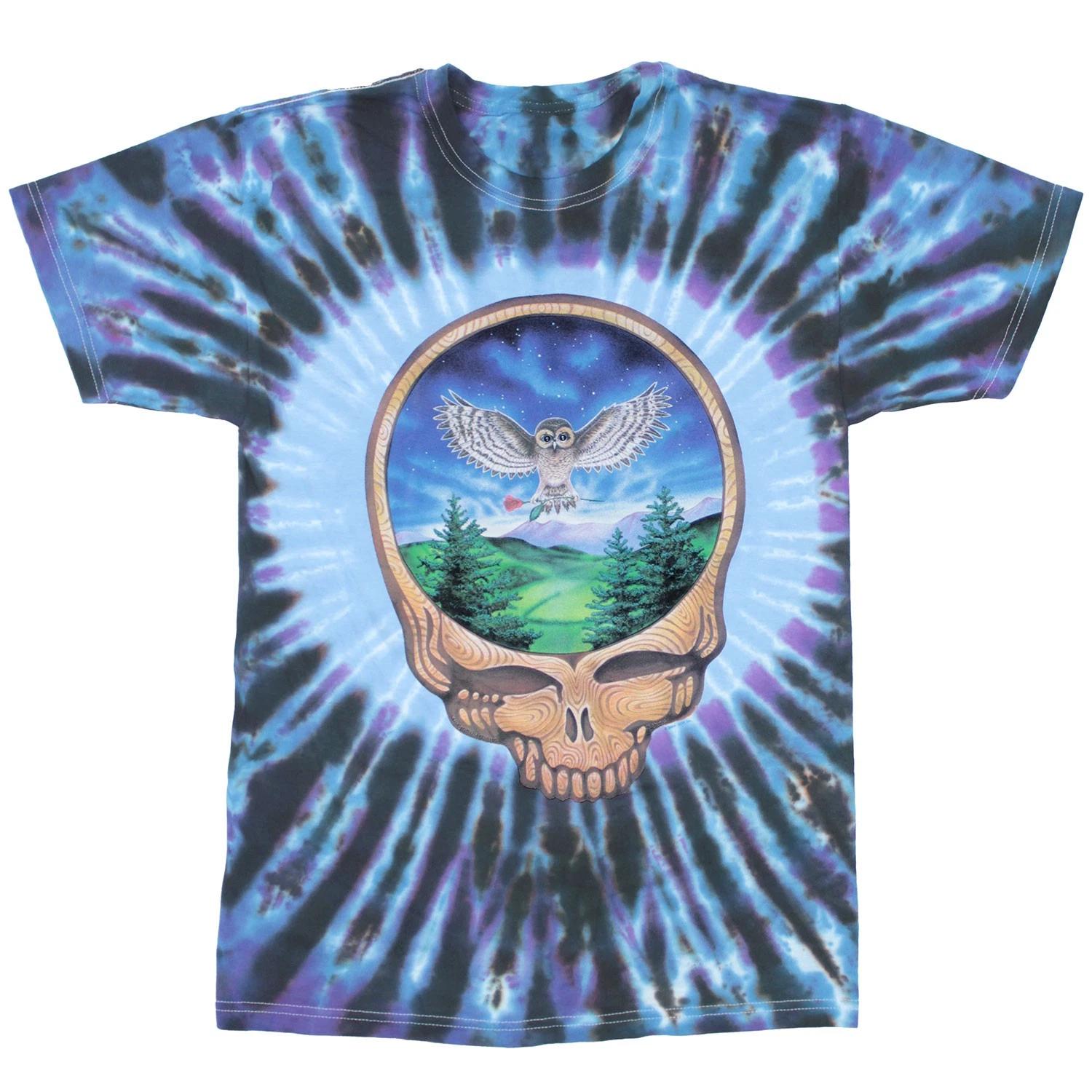 Men s Grateful Dead Owl Tie Dye T-shirt Small Blue L