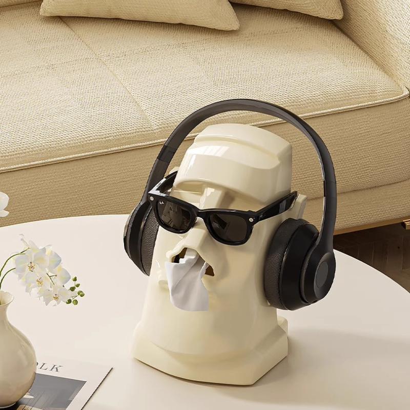 Stone Statue Tissue Box Living Room Light Luxury High-end Creative Home Coffee Table Desktop Napkins Storage Paper Box