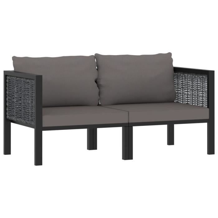 VidaXL Canapé à 2 places avec coussins Anthracite Résine tressée