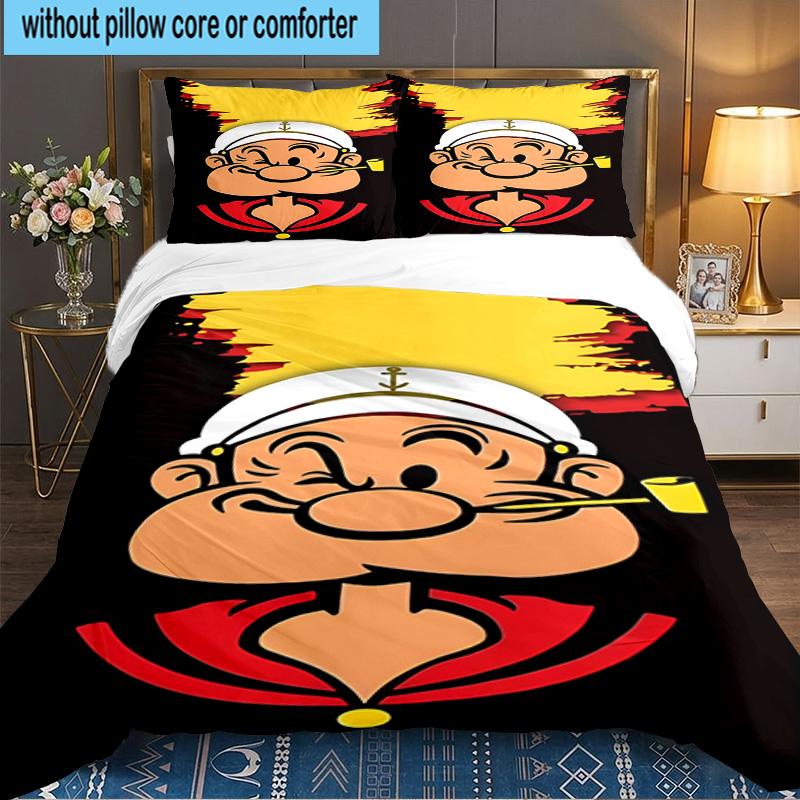 Po-peye And Olive In Action 3PCS Bedding set,Ideal for 1pc Duvet Cover And 2pcs Pillowcases Perfect for Fan gift,Ideal for Bedroom, Dormitory