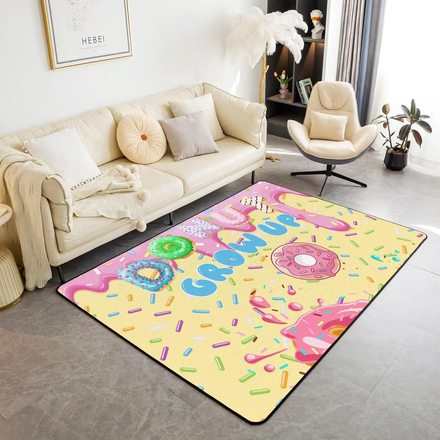

Chocolate Doughnut Pattern Rug Donuts Living Room Rugs Whimsical Dessert Decor Carpet Room Decor Area Rug Indoor Floor Mat 40x60cm 16x24 inch