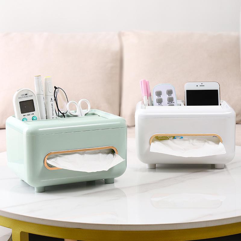 Desktop Tissue Box Living Room Tissue Box Multi-functional Remote Control Storage Box Household Tissue Storage