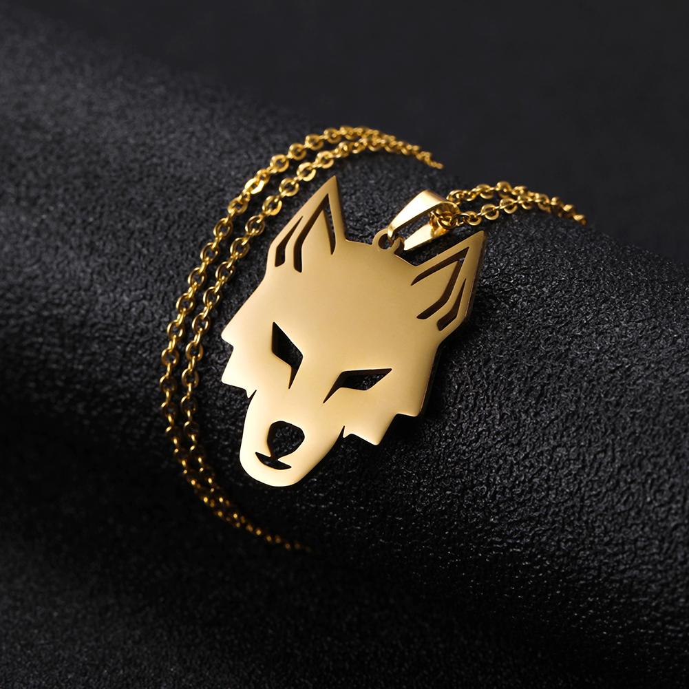 Teamer Cool Animal Wolf Head Pendant Necklace for Women Men Stainless Steel Wolf Pendant Vintage Punk Party Jewelry Animal Gifts