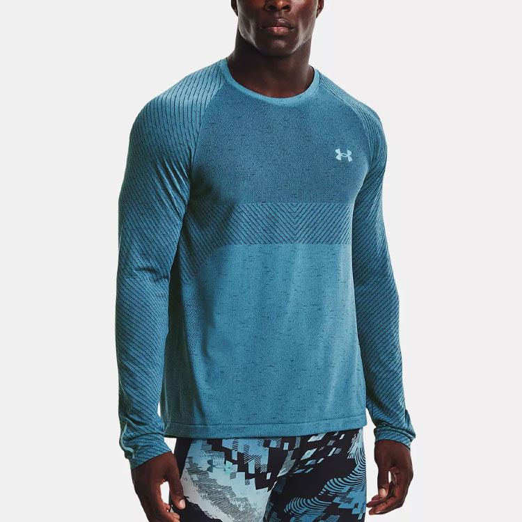 Under Armour Fitted Crew Neck Long Sleeve T-Shirt Men tops Blue 1366500-597