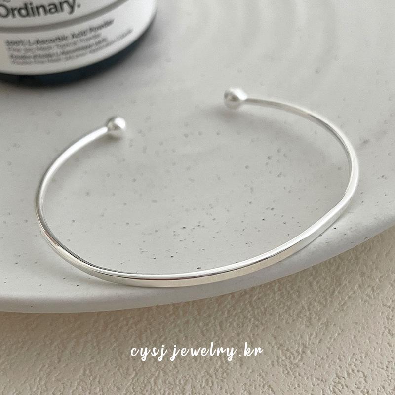 Cui Yan S925 Sterling Silver Open Round Bead Bracelet Ring for Women - Korean Style, High-End, Versatile Jewelry