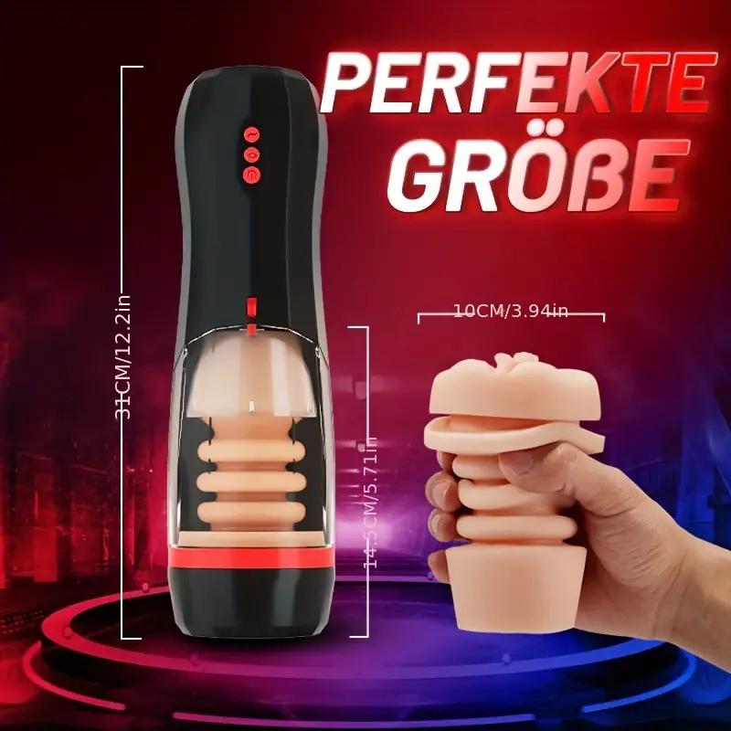 3 In 1 Push In Male Masturbation Cup, Male Masturbator Telescopic Rotating Vagina Masturbation Adult Erotica Piston Male Masturbation Cup Supplies
