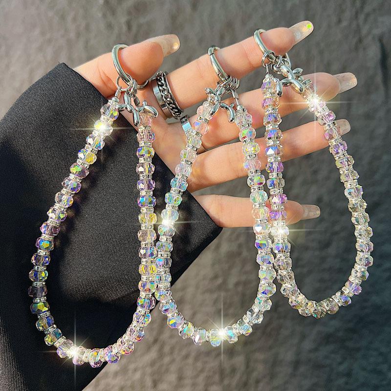 Shiny Crystal Phone Chain Short Ins Style Fresh Balloon Dog Pendant Water Phone Chain Wrist Bag Charm