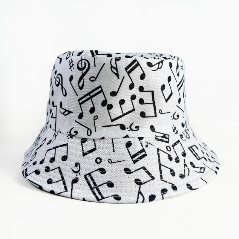 Sun Hat Children's Music Festival Sun Protection Sun Hat Basin Hat Women's Outdoor Leisure Versatile Music Note Bucket Hat Male Couple